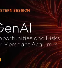 Teaser image that says, "Western Session, GenAI, Opportunities and Risks for Merchant Acquirers." The Mastercard logo is visible at the bottom left hand corner. 
