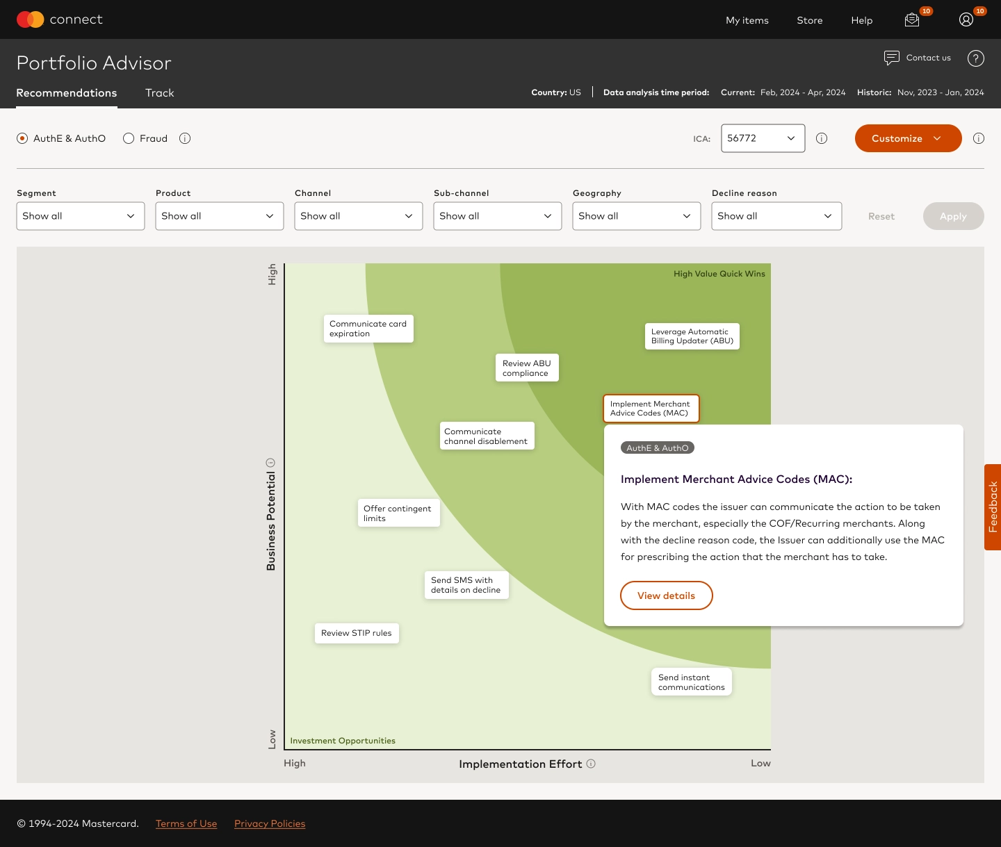 Portfolio advisor screenshot