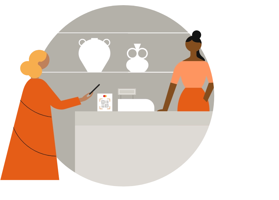 Woman using digital purchase illustration