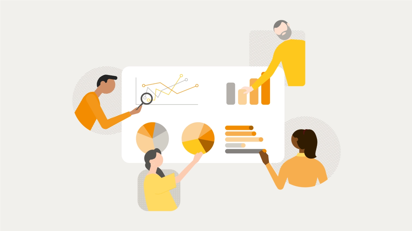 People viewing graphs illustration
