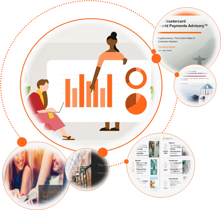 Graphs and product images illustration