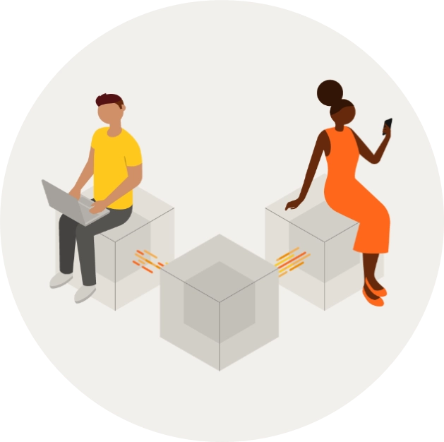 People sitting using tech illustration