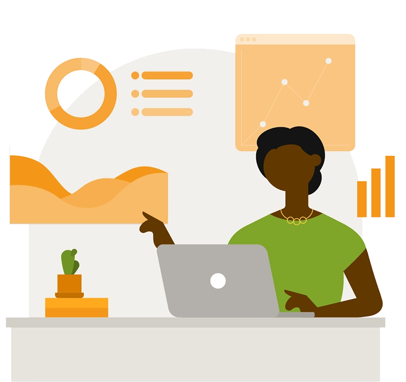 Woman sitting on computer illustration
