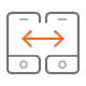 Two phones with arrow icon