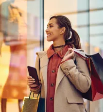 Woman shopping with bags