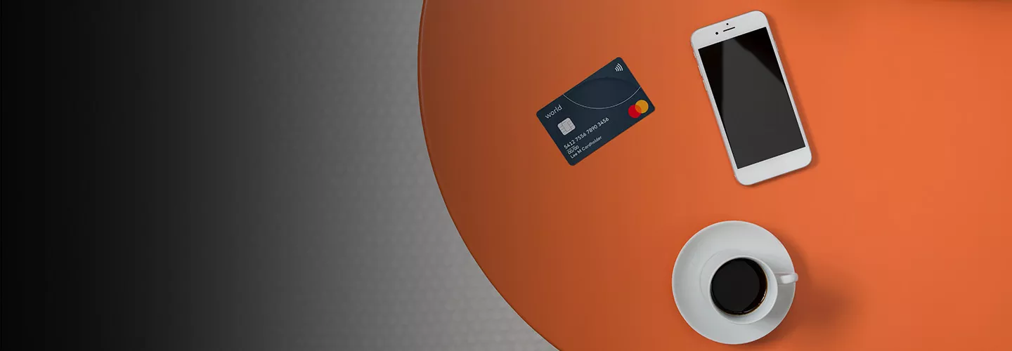 Cell phone on orange table banner