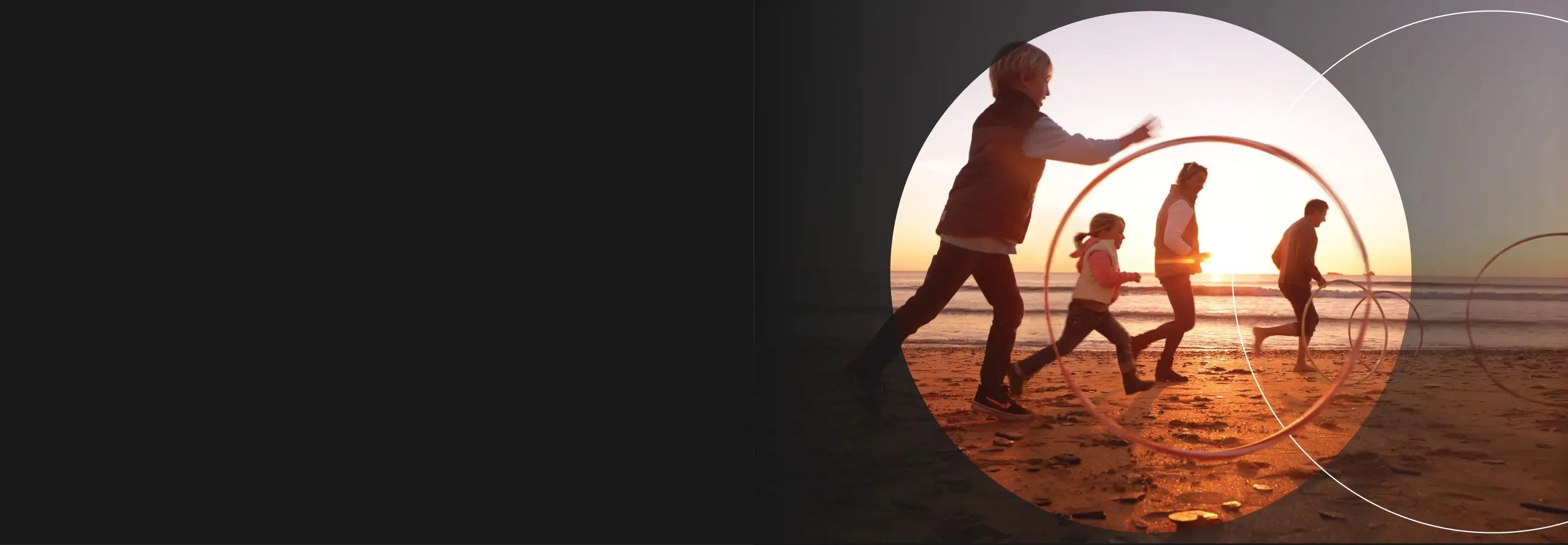 Family on a beach banner