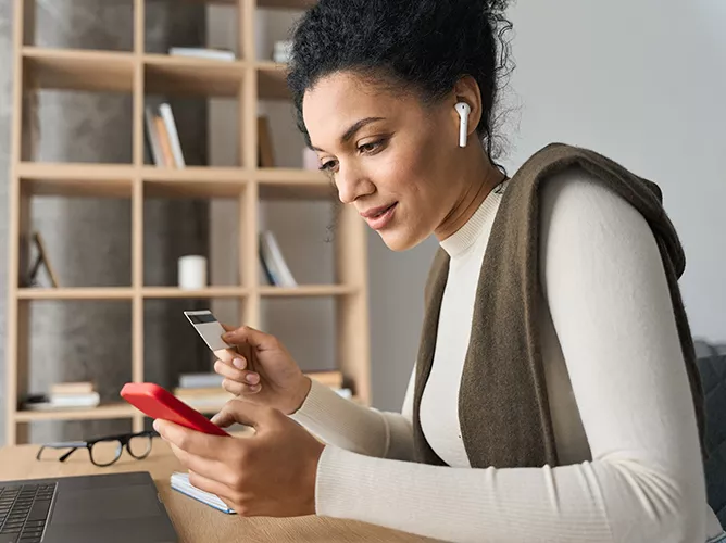 Woman looking at her phone