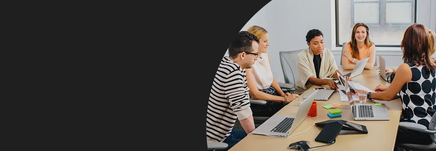 Team collaborating around a table