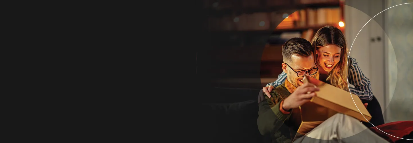 Couple laughing together banner