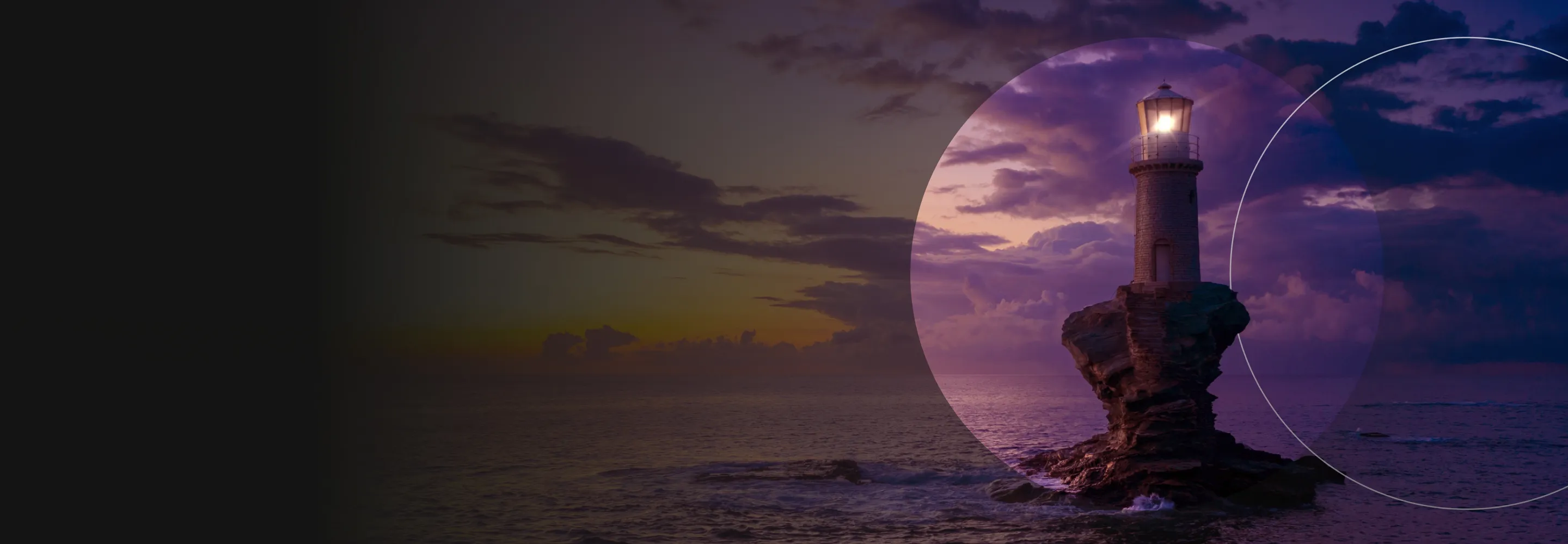 Lighthouse at dusk banner