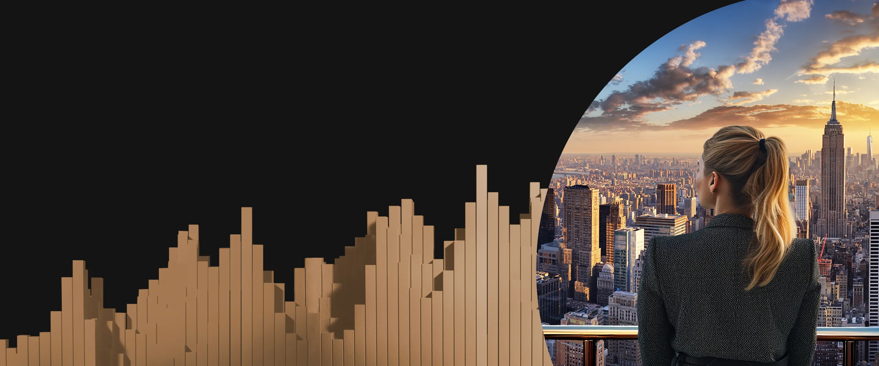 Woman looking at skyline banner