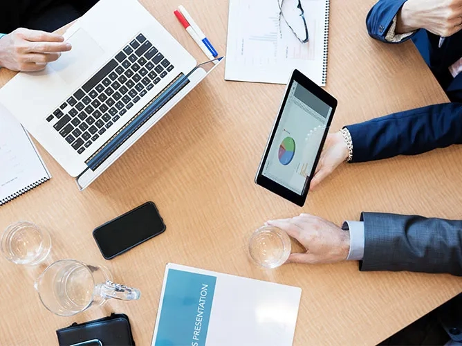 People at a desk working