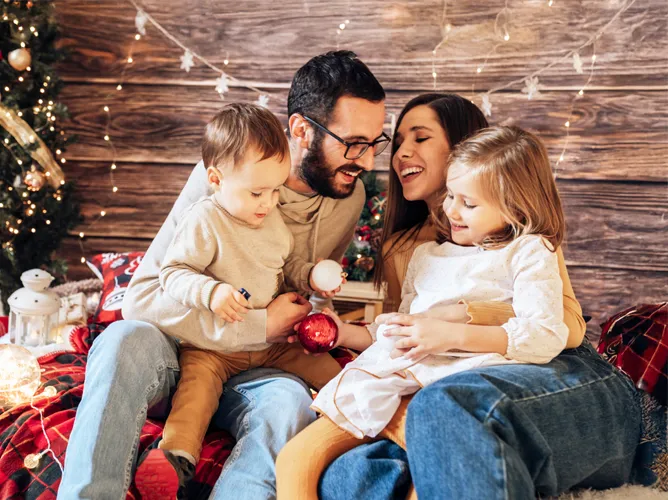 Family laughing together
