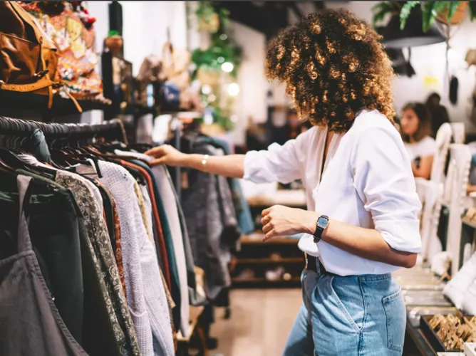 Woman shopping for clothes