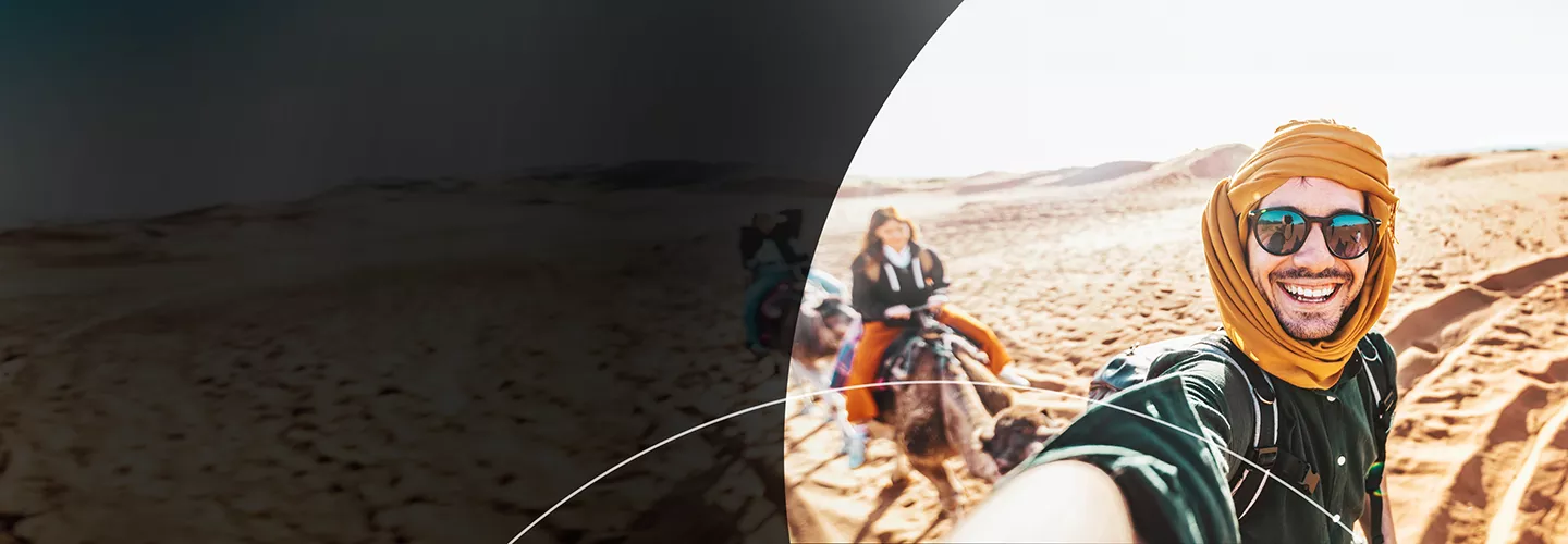 Middle East and North Africa traveler enjoying the outdoors banner