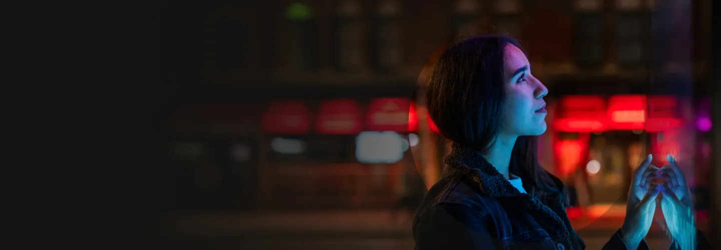 Woman in dramatic lighting
