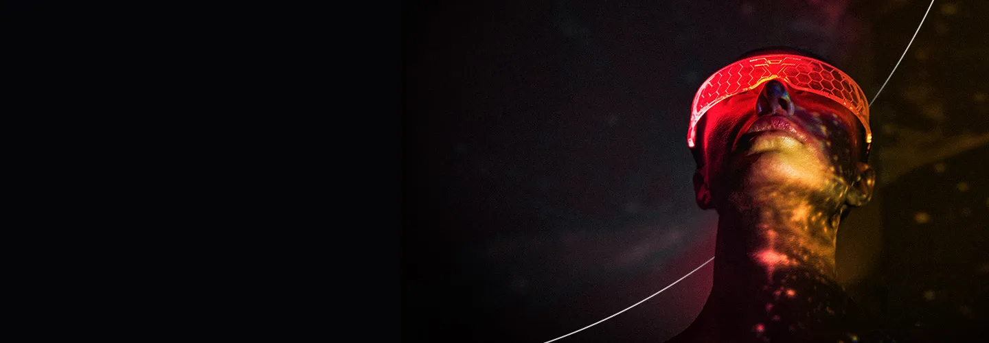 Woman under fluorescent lighting