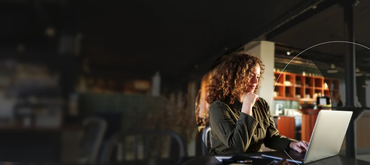 Woman working on laptop