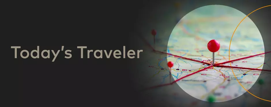 Infographic for "Today's Traveler". 550 million passengers in Europe. 430 million passengers in Asia-Pacific. 365 miollion passengers in North America. 120 million passengers in Latin America and the Caribbean. 115 million passengers in Middle East and Africa.